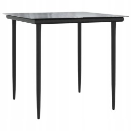 PE rotango sodo stalo komplektas, juodas, 80x80x74 cm