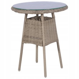 Rattan PE sodo baldų komplektas, 2 foteliai + stalas, ruda/kreminė, 64x65