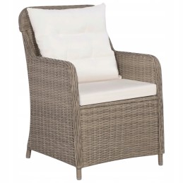 Rattan PE sodo baldų komplektas, 2 foteliai + stalas, ruda/kreminė, 64x65