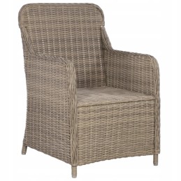 Rattan PE sodo baldų komplektas, 2 foteliai + stalas, ruda/kreminė, 64x65