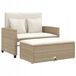Sodo sofa su pagalvėlėmis, 2-vietė, smėlio spalvos, polirotango