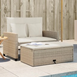 Sodo sofa su pagalvėlėmis, 2-vietė, smėlio spalvos, polirotango