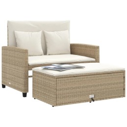 Sodo sofa su pagalvėlėmis, 2-vietė, smėlio spalvos, polirotango