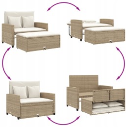 Sodo sofa su pagalvėlėmis, 2-vietė, smėlio spalvos, polirotango