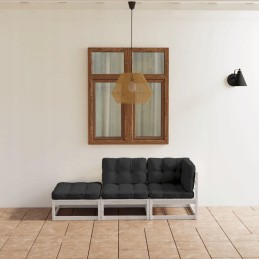Vidaxl 3 dalių sodo poilsio komplektas, su pagalvėmis, pušies masyvo