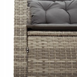 Vidaxl sodo kampinė sofa su pagalvėlėmis ir stalu, PE rotango, pilka