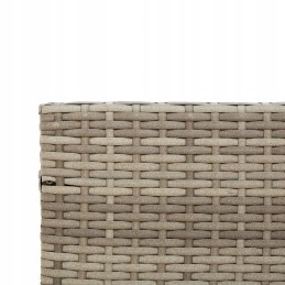 Vidaxl sodo kampinė sofa su pagalvėlėmis ir stalu, PE rotango, pilka