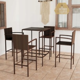 Vidaxl 5 dalių sodo baro baldų komplektas, PE rotangas, ruda, 3064839