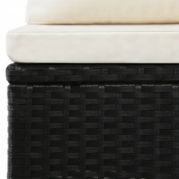 Vidaxl 4 dalių sodo poilsio komplektas, pagalvėlės, juodas pilnas rotangas