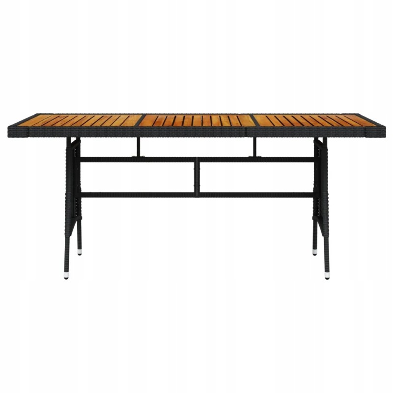 Sodo stalas, juodas, 160x70x72 cm, PE ID rotango