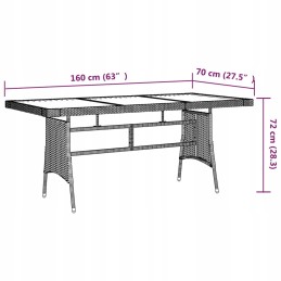 Sodo stalas, juodas, 160x70x72 cm, PE ID rotango