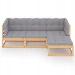 4 dalių sodo poilsio komplektas su pagalvėmis,