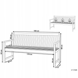 Sodo suolas, sertifikuota akacijos mediena, 180 cm, šviesaus medžio, vivara lum