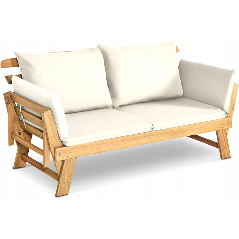 2 viename sodo suoliukas ir šezlongas su šildytuvu, baltas