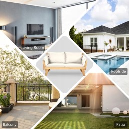 2 viename sodo suoliukas ir šezlongas su šildytuvu, baltas