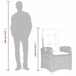 5 dalių rotango sodo baldų komplektas, juodas, 90x90x75 cm