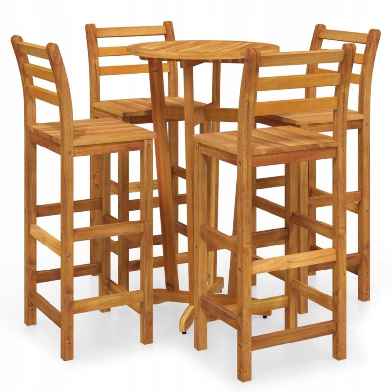 5 dalių sodo baro baldų komplektas iš akacijos medienos masyvo