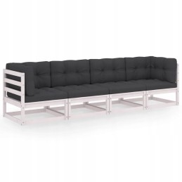 Kaimiška 4-vietė sodo sofa, balta/antracito, pušies, 70x7