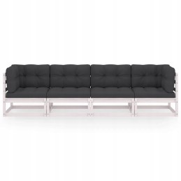 Kaimiška 4-vietė sodo sofa, balta/antracito, pušies, 70x7
