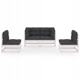 Sodo poilsio komplektas 4+2 baltas/antracitas 70x70x67 cm