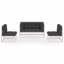 Sodo poilsio komplektas, pušis, 4 vnt. balta/antracito 70x70x67cm