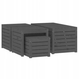 4 dalių sodo dėžių komplektas, pilka, medžio masyvo
