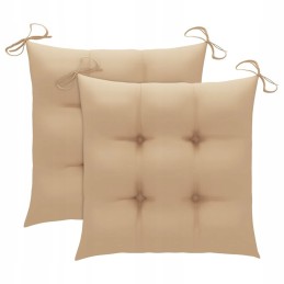 Sodo kėdės, rinkinys iš 2, smėlio spalvos pagalvėlės, tikmedžio masyvo lumarko!