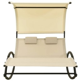 Dvigubas gultas su baldakimu, tekstileno audinys, kreminis!