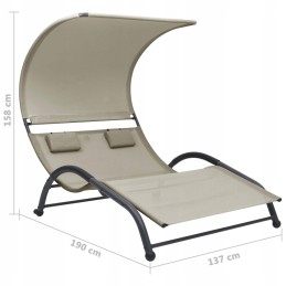 Vidaxl dvivietis gultas su baldakimu, tekstilenas, kremas