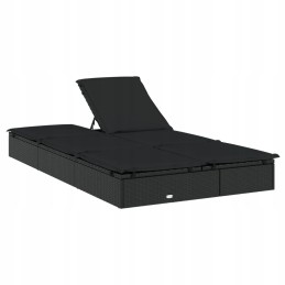 Dviejų vietų šezlongas su juodomis polirotango pagalvėlėmis