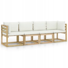 4-vietė sodo sofa su kreminėmis pagalvėmis