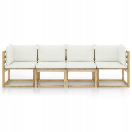 4-vietė sodo sofa su kreminėmis pagalvėmis