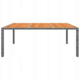 Sodo stalas, 200x150x75 cm, akacijos ir PE rotango, pilkas