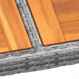 Sodo stalas, 200x150x75 cm, akacijos ir PE rotango, pilkas