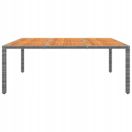 Sodo stalas, 200x150x75 cm, akacijos ir PE rotango, pilkas