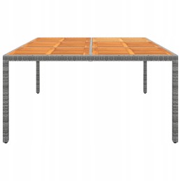 Sodo stalas, 200x150x75 cm, akacijos ir PE rotango, pilkas