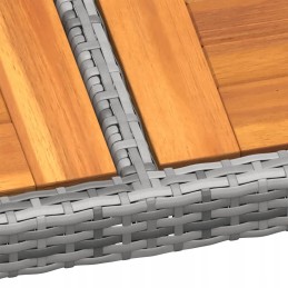 Sodo stalas, 200x150x75 cm, akacijos ir PE rotango, pilkas