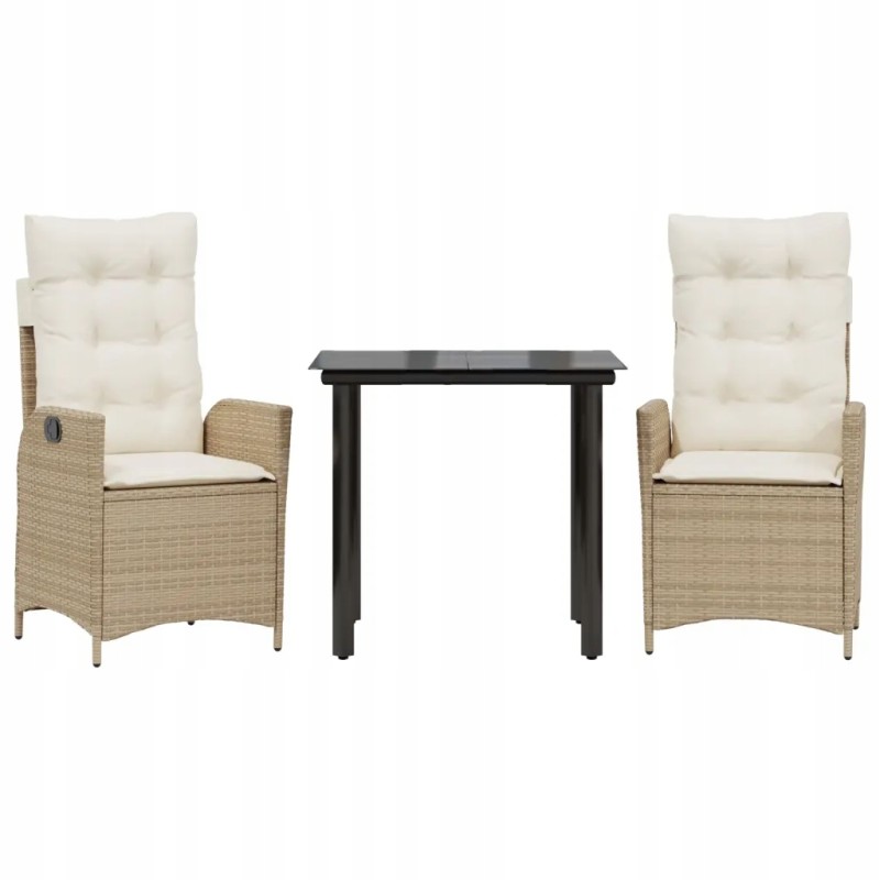 3 dalių sodo baldų komplektas su pagalvėlėmis, smėlio spalvos