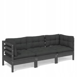 Vidaxl 3-vietė sodo sofa su antracito pagalvėlėmis, pušis