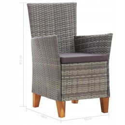 5 dalių polirotango ir akacijos pilkumo sodo baldų komplektas