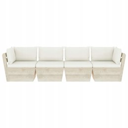 4-vietė sodo sofa su padėklais, kreminė