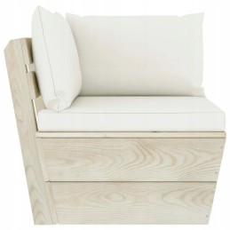 4-vietė sodo sofa su padėklais, kreminė