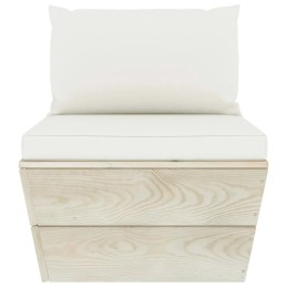 4-vietė sodo sofa su padėklais, kreminė