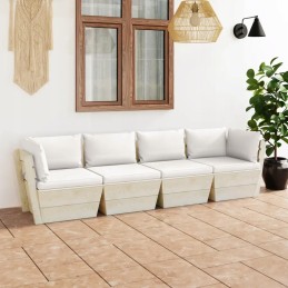 4-vietė sodo sofa iš padėklų, kreminė