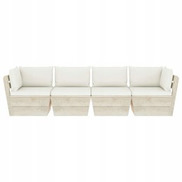 4-vietė sodo sofa iš padėklų, kreminė