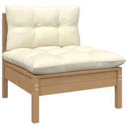 Sodo poilsio komplektas, pušies mediena, kreminė, 63,5x63,5x62,5 cm