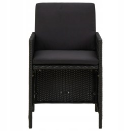 Vidaxl 5 dalių sodo baldų komplektas su pagalvėlėmis, polirotangas, juodas