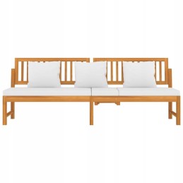 Vidaxl kušetė su kreminės spalvos pagalvėle, 200x60x75 cm, akacijos medžio masyvo
