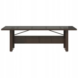 Sodo stalas su stikliniu stalviršiu, rudas, 240x90x75cm, polirotangas