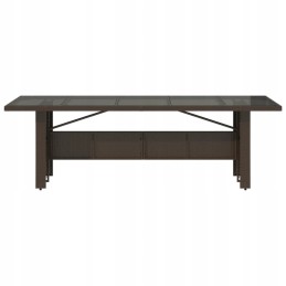 Sodo stalas su stikliniu stalviršiu, rudas, 240x90x75cm, polirotangas